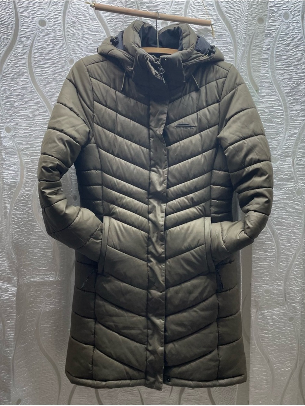 Chlorophylle Muse‎ Puffer Jacket Womens XS Olive Green Good Hooded Long Parka